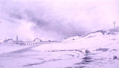 River Bank with Jetty and Buildings by William Roxby Beverly